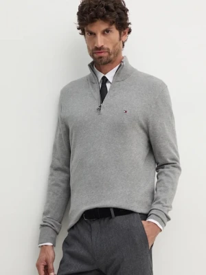 Tommy Hilfiger sweter bawełniany kolor szary lekki z półgolfem MW0MW37331