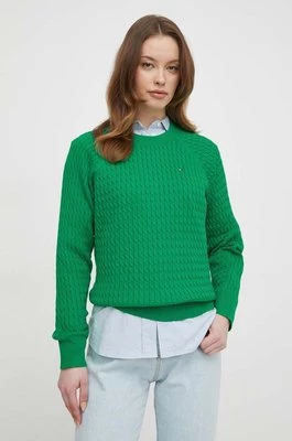 Tommy Hilfiger sweter bawełniany kolor zielony lekki WW0WW41142