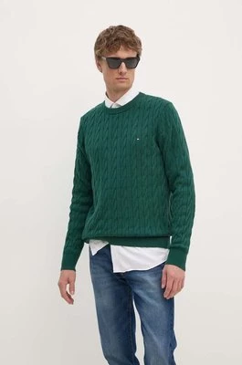 Tommy Hilfiger sweter bawełniany kolor zielony lekki