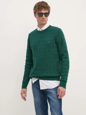Tommy Hilfiger sweter bawełniany kolor zielony lekki