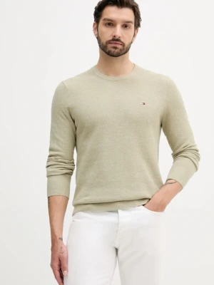 Tommy Hilfiger sweter bawełniany kolor zielony lekki MW0MW36347