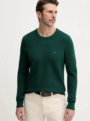 Tommy Hilfiger sweter bawełniany kolor zielony lekki MW0MW36347
