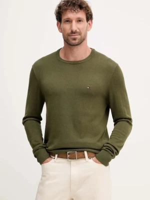 Tommy Hilfiger sweter bawełniany kolor zielony lekki MW0MW39999