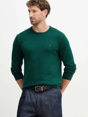 Tommy Hilfiger sweter bawełniany kolor zielony lekki MW0MW39999