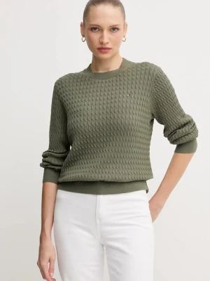 Tommy Hilfiger sweter bawełniany kolor zielony lekki WW0WW44993
