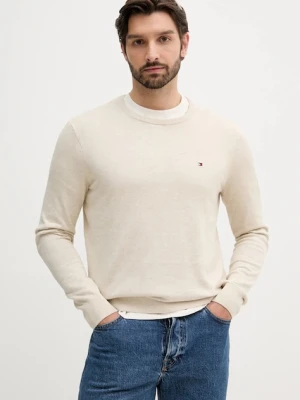 Tommy Hilfiger sweter bawełniany męski kolor beżowy lekki MW0MW39999