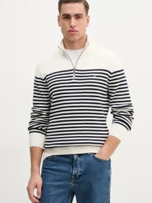 Tommy Hilfiger sweter bawełniany męski kolor beżowy z półgolfem MW0MW38601