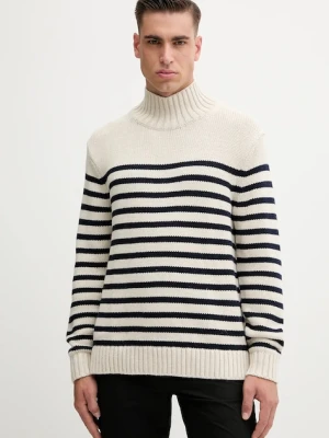Tommy Hilfiger sweter bawełniany męski kolor beżowy z półgolfem MW0MW41320