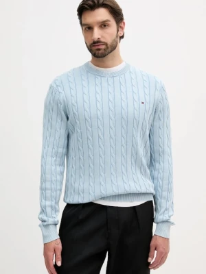 Tommy Hilfiger sweter bawełniany męski kolor niebieski lekki MW0MW39524