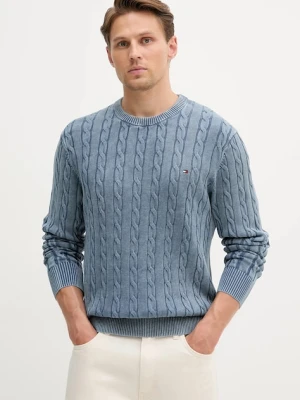 Tommy Hilfiger sweter bawełniany męski kolor niebieski lekki MW0MW39524