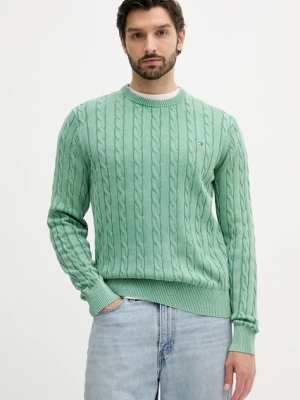Tommy Hilfiger sweter bawełniany męski kolor zielony lekki MW0MW39524