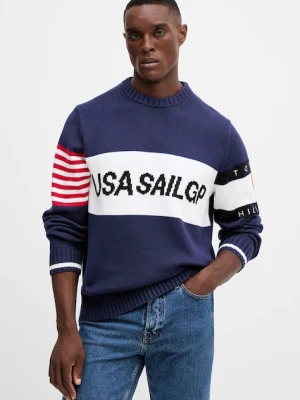 Tommy Hilfiger sweter bawełniany x SAIL GP męski kolor granatowy MW0MW41542