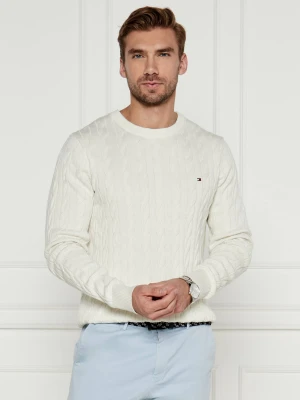 Tommy Hilfiger Sweter CLASSIC CABLE TH x F.C. Liverpool | Regular Fit kremowy