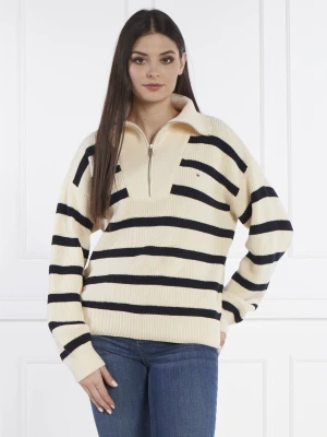 Tommy Hilfiger Sweter CO CARDI STITCH 1/2 ZIP SWT | Loose fit