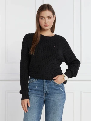 Tommy Hilfiger Sweter CO MINI CABLE | Regular Fit czarny