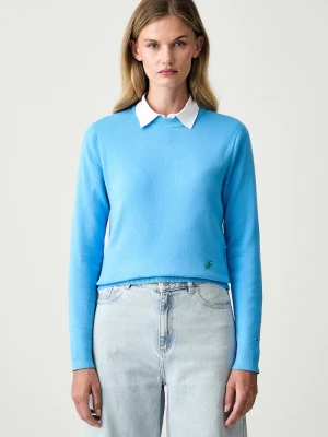 Tommy Hilfiger sweter damski bawełniany niebieski