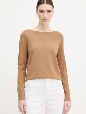 Tommy Hilfiger sweter damski kolor brązowy lekki WW0WW40099