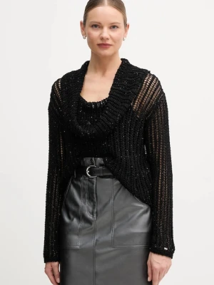Tommy Hilfiger sweter damski kolor czarny lekki z półgolfem WW0WW46762