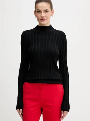 Tommy Hilfiger sweter damski kolor czarny lekki z półgolfem WW0WW47676