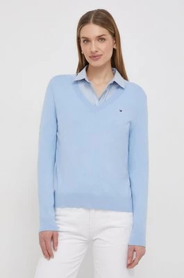 Tommy Hilfiger sweter damski kolor niebieski lekki WW0WW40098
