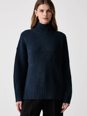 Tommy Hilfiger sweter damski wełniany granatowy