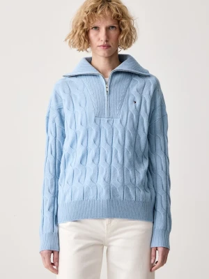Tommy Hilfiger sweter damski wełniany niebieski