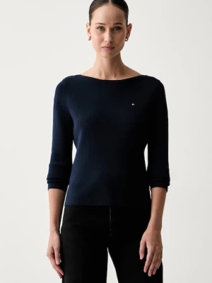 Tommy Hilfiger sweter damski z bawełną granatowy