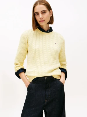 Tommy Hilfiger Sweter damski z dzianiny Kobiety Bawełna żółty jednolity,