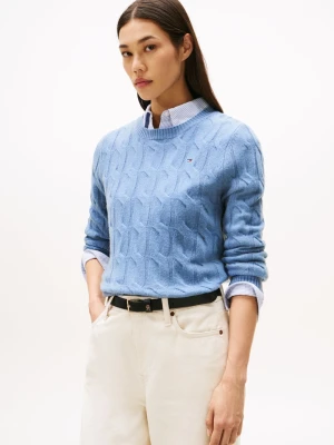 Tommy Hilfiger Sweter damski z dzianiny Kobiety Wełna niebieski jednolity,