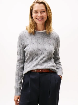 Tommy Hilfiger Sweter damski z dzianiny Kobiety Wełna szary jednolity,