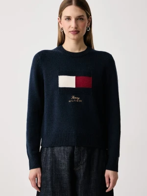 Tommy Hilfiger sweter damski z wełną granatowy