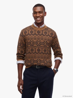Tommy Hilfiger Sweter Fairisle | Regular Fit brązowy