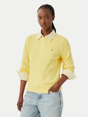 Tommy Hilfiger Sweter Fine WW0WW44993 Żółty jasny Regular Fit