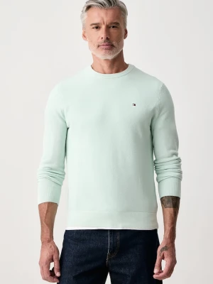Tommy Hilfiger sweter męski bawełniany turkusowy