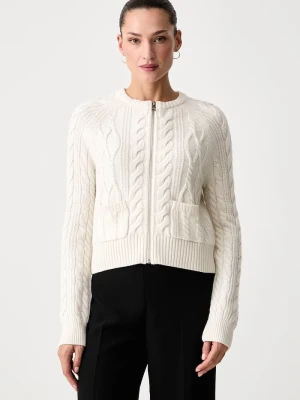 Tommy Hilfiger sweter rozpinany damski z wełną beżowy