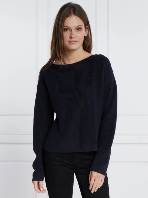 Tommy Hilfiger Sweter STITCH OPEN | Regular Fit granatowy