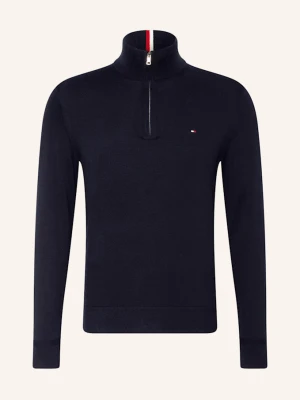 Tommy Hilfiger Sweter Typu Troyer blau GRANATOWY