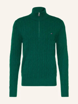 Tommy Hilfiger Sweter Typu Troyer gruen CIEMNOZIELONY