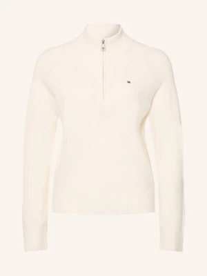 Tommy Hilfiger Sweter Typu Troyer weiss KREMOWY