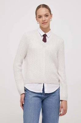 Tommy Hilfiger sweter wełniany damski kolor beżowy lekki