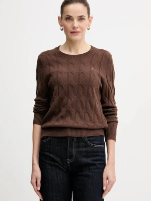 Tommy Hilfiger sweter wełniany damski kolor brązowy lekki WW0WW43586