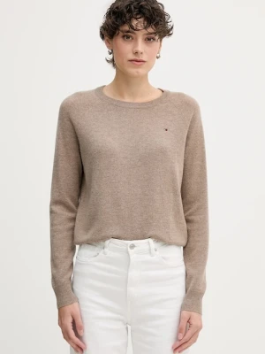 Tommy Hilfiger sweter wełniany damski kolor brązowy WW0WW47470