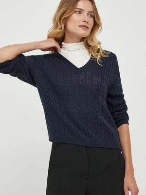 Tommy Hilfiger sweter wełniany damski kolor granatowy lekki