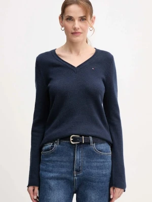Tommy Hilfiger sweter wełniany damski kolor granatowy lekki WW0WW43505