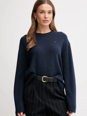 Tommy Hilfiger sweter wełniany damski kolor granatowy lekki WW0WW46438