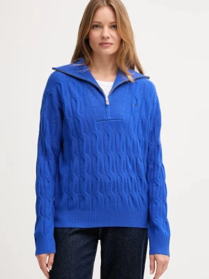 Tommy Hilfiger sweter wełniany damski kolor niebieski WW0WW46425