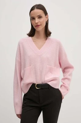 Tommy Hilfiger sweter wełniany damski kolor różowy lekki WW0WW42149