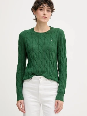 Tommy Hilfiger sweter wełniany damski kolor zielony lekki WW0WW43586