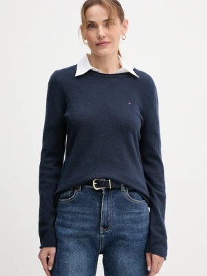Tommy Hilfiger sweter wełniany damskie kolor granatowy lekkie WW0WW40264