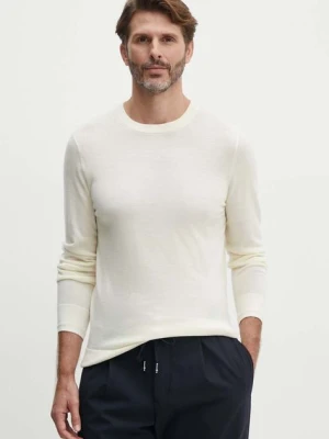 Tommy Hilfiger sweter wełniany męski kolor beżowy lekki MW0MW33128